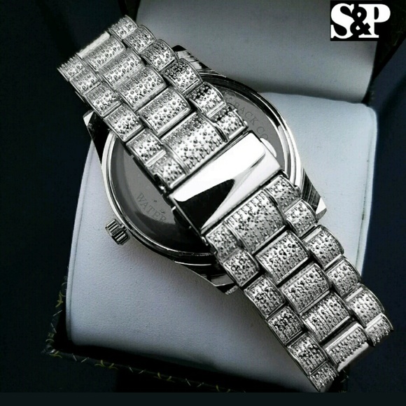 MENS ICED HIP HOP SILVER PT MASONIC FREEMASON WATC - Picture 3 of 5